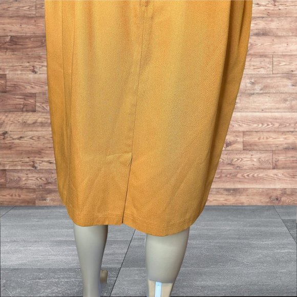 Toni Garment Pencil Skirt Size 11 Yellow Mustard Mid Rise Lined Knee Length Slit - Picture 9 of 14